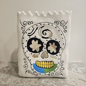 Blue Sky Heather Goldminc Sugar Skull Tea Light Luminary